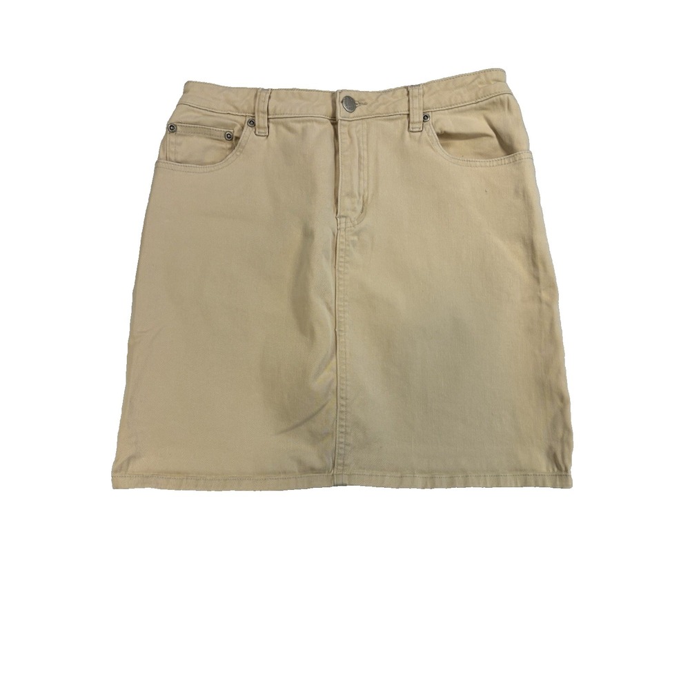 Zion Jean Y2K 90's Women's Large Beige Denim Mini Skirt Streetwear Urban Neutral